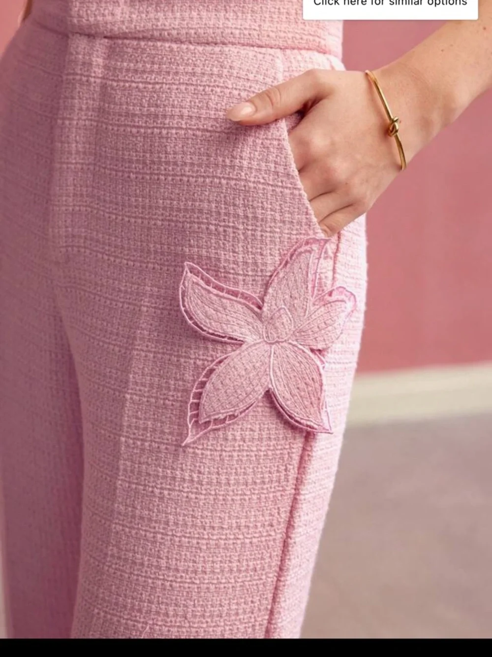 MOTF Pink Tweed Wide-Leg Feminine Pants - Picture 4 of 17